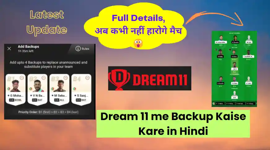 Dream 11 me Backup Kaise Kare in Hindi